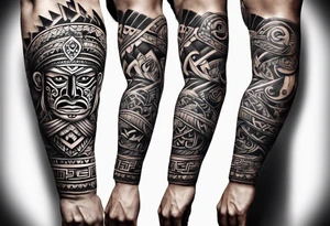 A puerto rican taino tribal sleeve tattoo idea