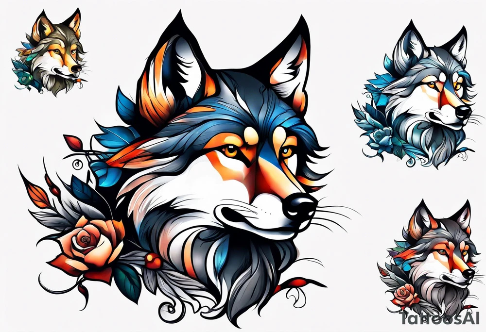 Hybrid between wolf and fox tattoo idea