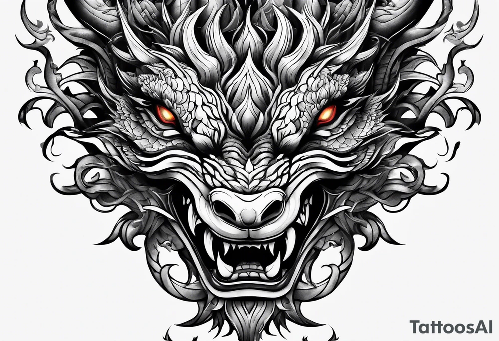firedragon mask tattoo idea