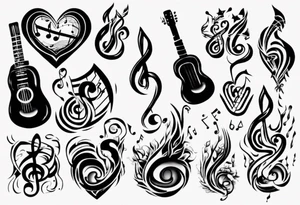 music stave hearth tattoo idea