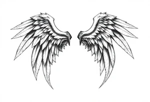 Realistic angelwings long tattoo idea