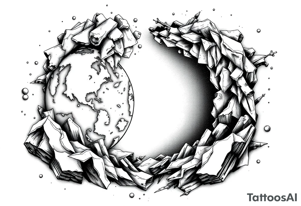 2 different worlds on both sides of a black hole tattoo idea