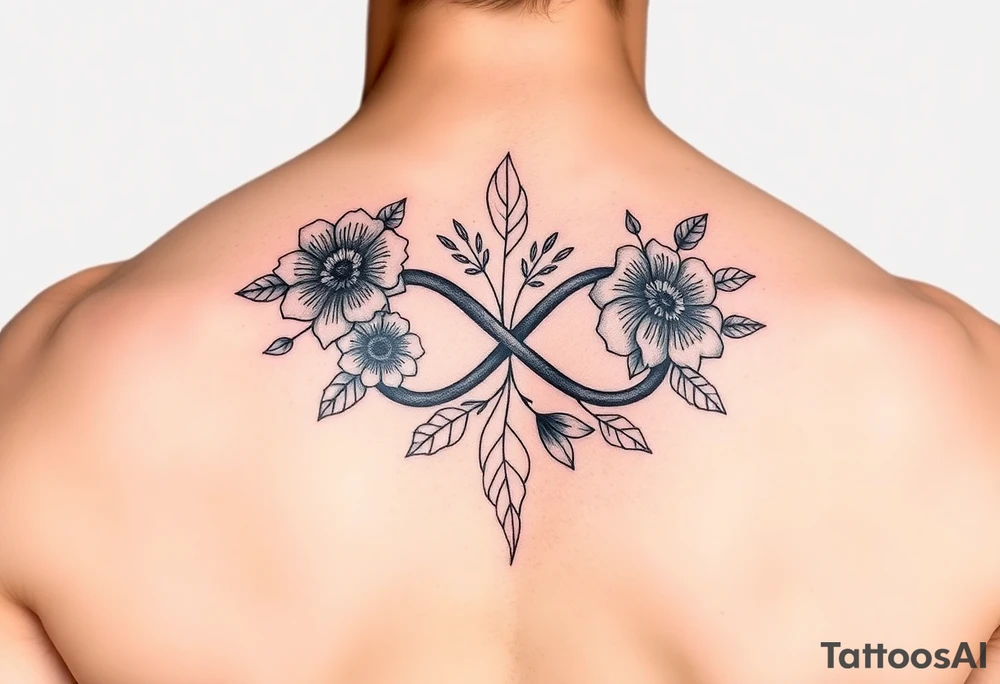 January December July birthday flower infinity sign tattoo idea