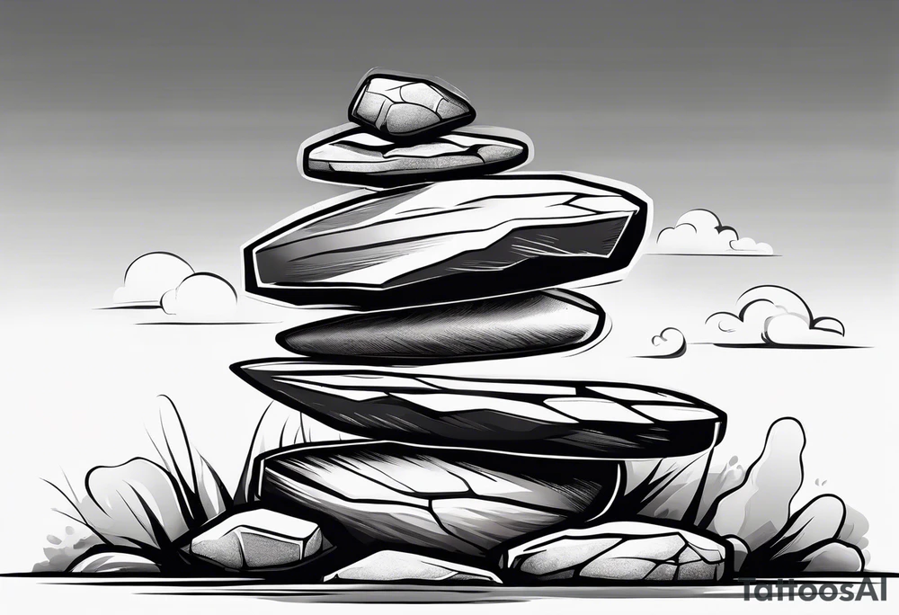 A stack of rocks balancing on top of each other tattoo idea