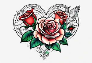 roses, birds, heart, simple tattoo idea