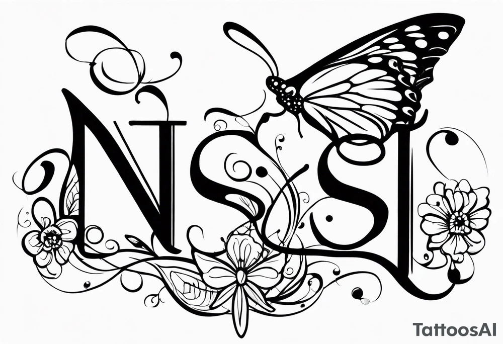 word N & S with butterfly tattoo idea