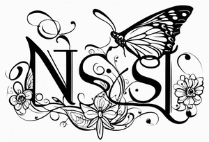 word N & S with butterfly tattoo idea