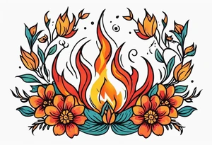 flames of fire
old school vintage simple traditional design surrounded by vintage flowers


bold color simple tattoo idea