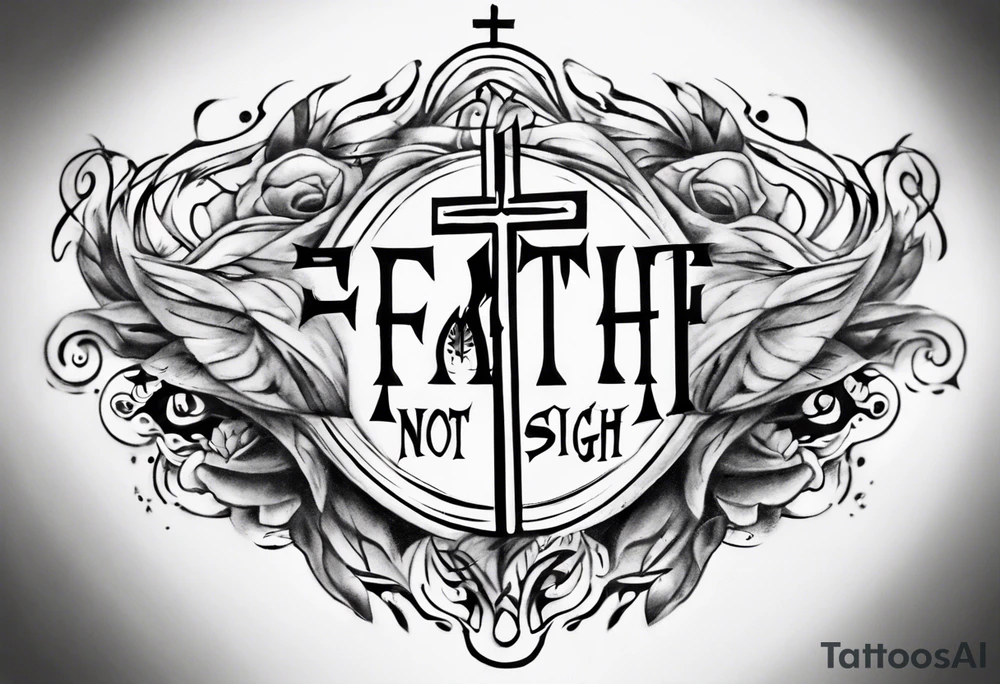 Horizontal inner bicep tattoo. “walk by faith, not by sight” tattoo idea
