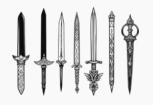 theme daggers and stilletos different designs tattoo idea