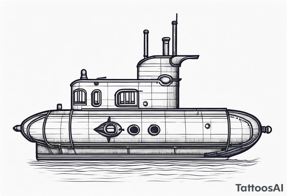 modern submarine front view tattoo idea