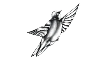 view of a swallow from behind. the bird should be diving with its wings fully forward. the bird should be looking straight forward tattoo idea