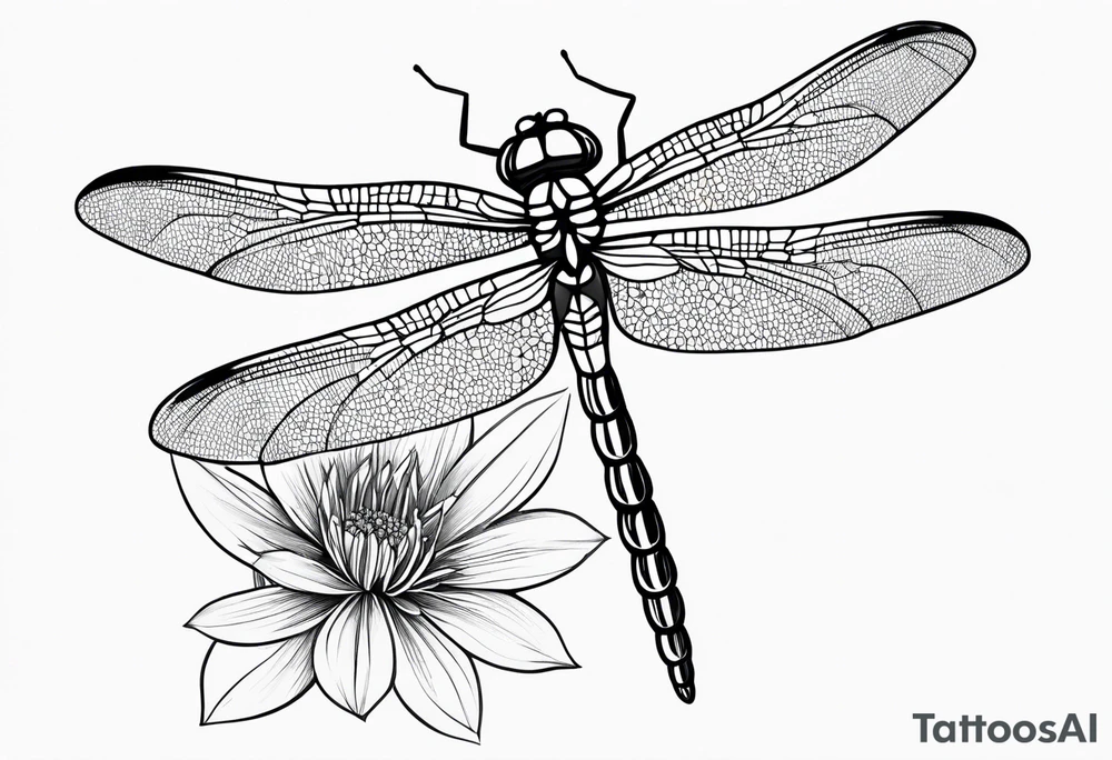 Dragonfly in flight wildflowers simplistic minimalist tattoo idea Dragonfly in flight wildflowers simplistic minimalist tattoo idea