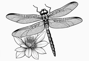 Dragonfly in flight wildflowers simplistic minimalist tattoo idea