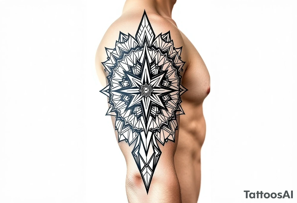 bold line ornamentaali viikinkikompassi tattoo idea
