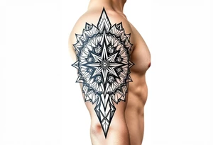 bold line ornamentaali viikinkikompassi tattoo idea