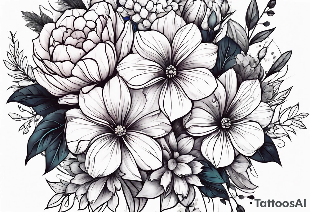 flower bouquet tattoo idea