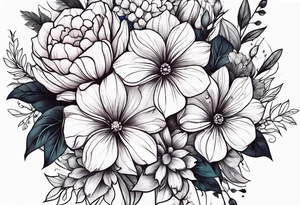 flower bouquet tattoo idea