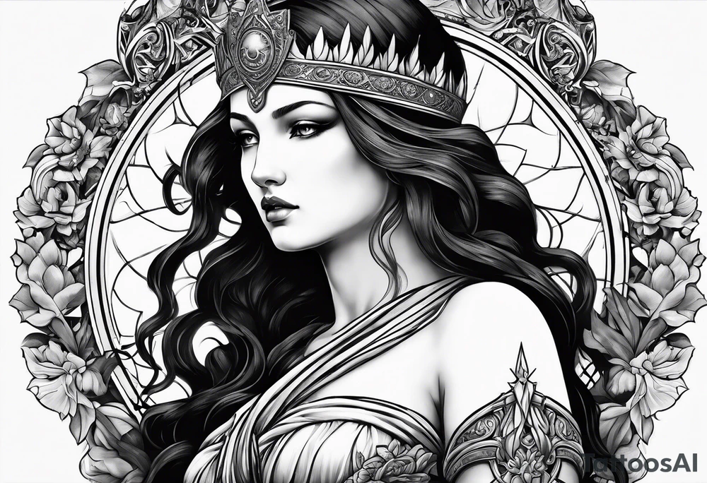 the goddess of vengeance tattoo idea