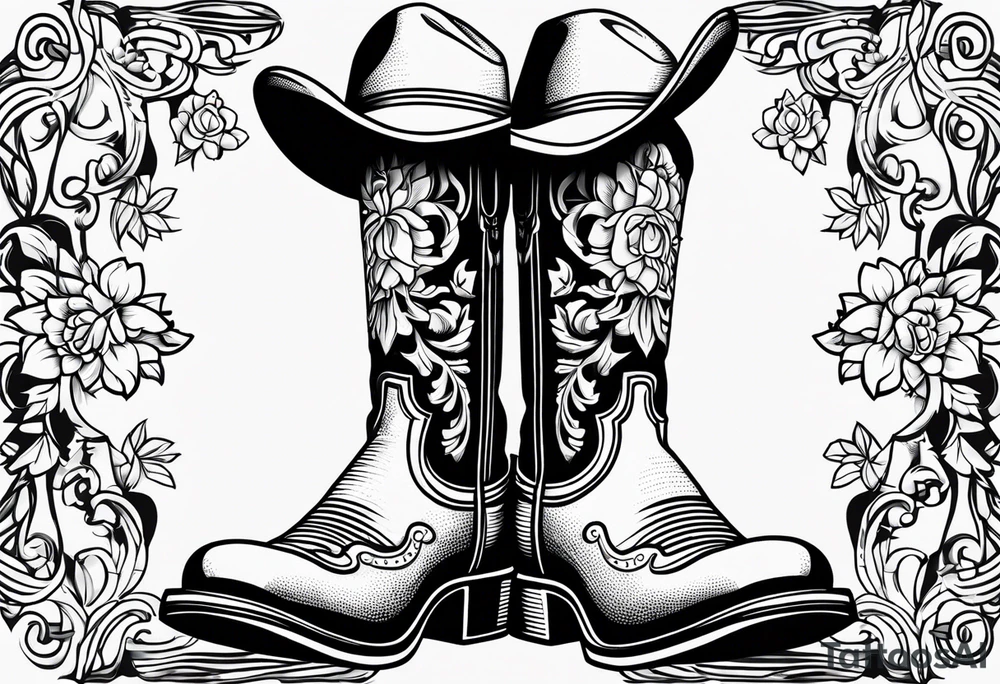 Cowboy flowers inside boots boots cowboy hat howdy tattoo idea