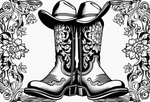 Cowboy flowers inside boots  boots cowboy hat howdy tattoo idea
