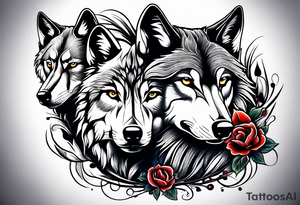 Wolf protecting cubs tattoo idea
