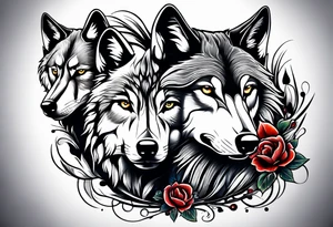 Wolf protecting cubs tattoo idea