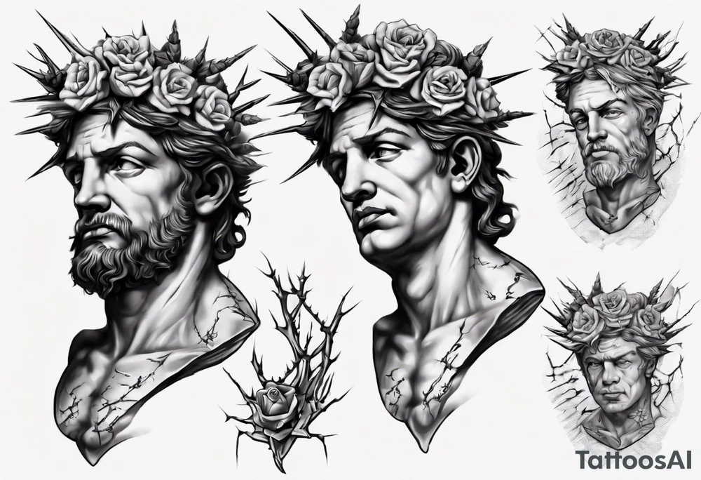 Bust of David with thorns tattoo idea