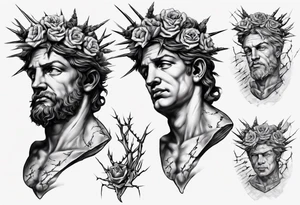 Bust of David with thorns tattoo idea
