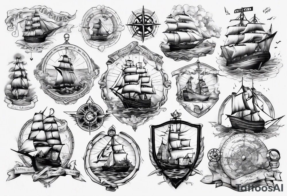 Maps, ships tattoo idea