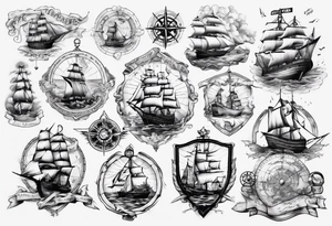 Maps, ships tattoo idea