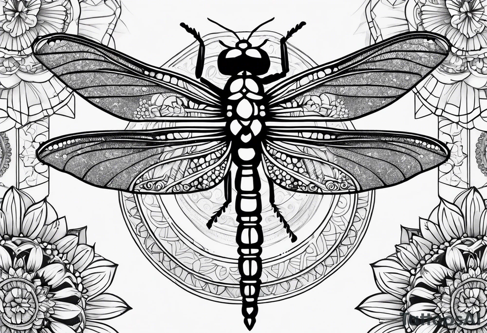 dragonfly and mandala tattoo idea