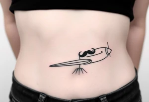 Small airplane who has moustache on his face tattoo idea