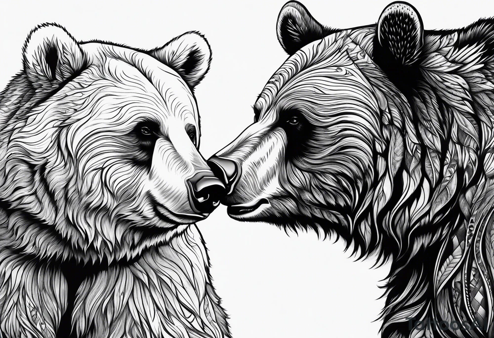 mother bear with cub looking at each other tattoo idea