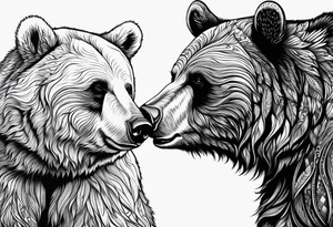 mother bear with cub looking at each other tattoo idea