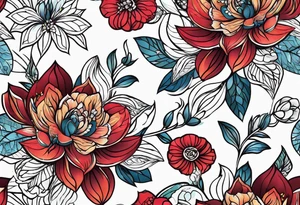 Geometric pattern flowers tattoo idea