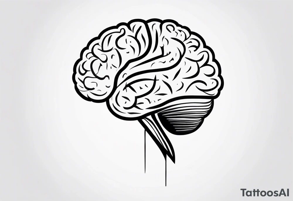 Picture of the outline of a brain with a letter I in it tattoo idea