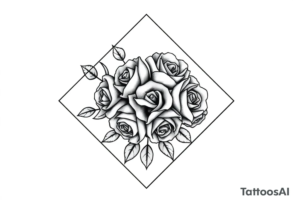 Small Roses filling up the inside of an lateral diamond shape tattoo idea