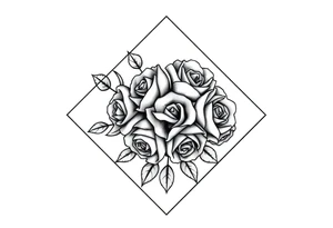 Small Roses filling up the inside of an lateral diamond shape tattoo idea