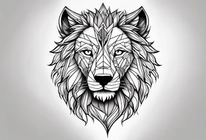 half lion half wolf head tattoo idea