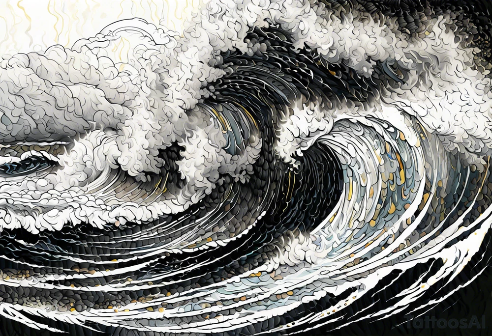 stormy sea waves, a woman in the middle of a storm tattoo idea
