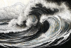 stormy sea waves, a woman in the middle of a storm tattoo idea