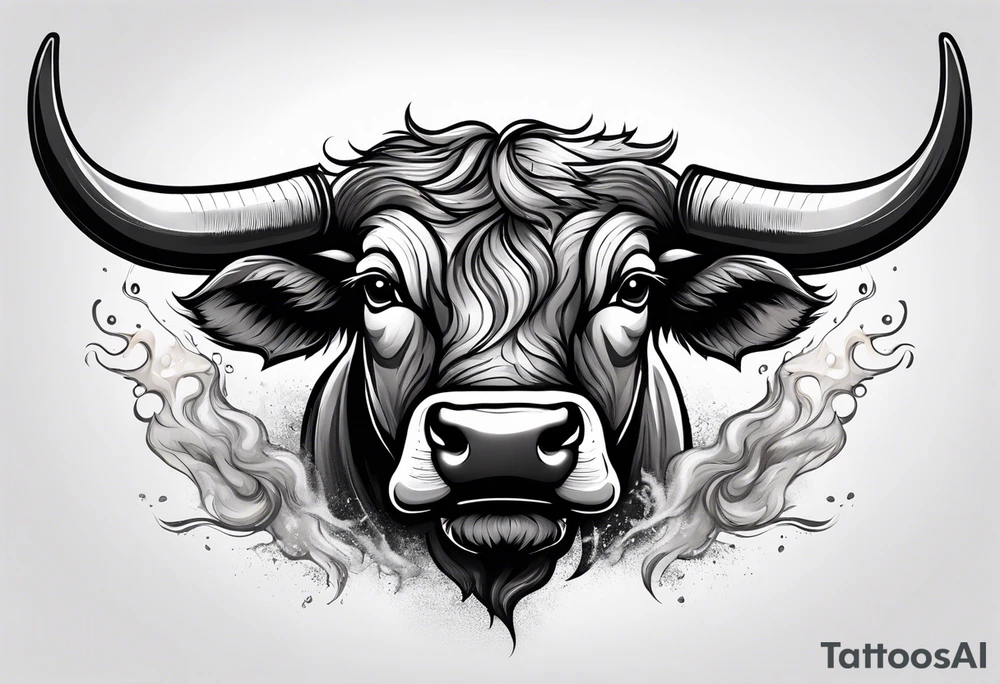 A powerful bull and steam coming out of his notrils. Make it angry tattoo idea