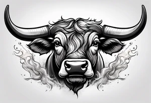 A powerful bull and steam coming out of his notrils. Make it angry tattoo idea