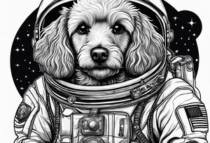 poodle mix dog in a space suit tattoo idea