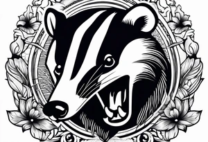 Neo traditional badger with mouth open tattoo idea