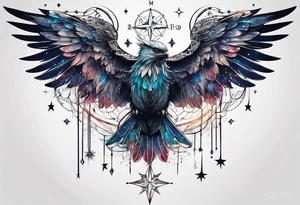 Constellation, wing , animal, snow , cross tattoo idea