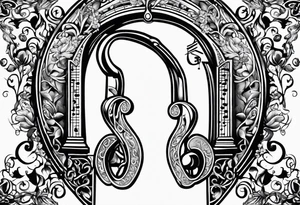 Horse shoe with music notes tattoo idea