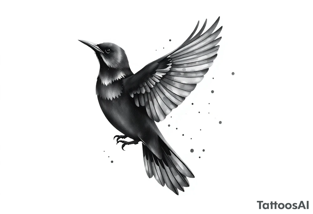 Male European Blackbird flying tattoo idea tattoo idea