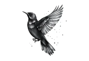 Male European Blackbird flying tattoo idea tattoo idea